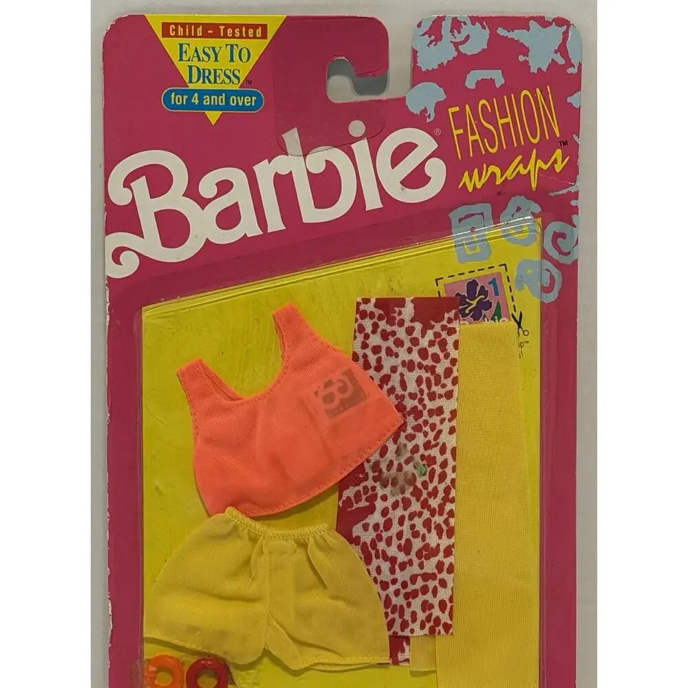 Vintage 1991 Barbie Fashion Wraps 2936 Red Orange Yellow NOS FREE SHIPPING